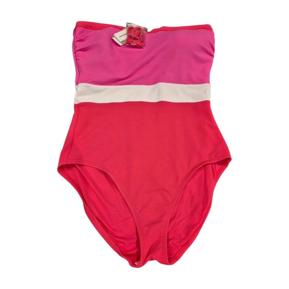 Tommy Bahama Pink and White Colorblock One-Piece Swimsuit
